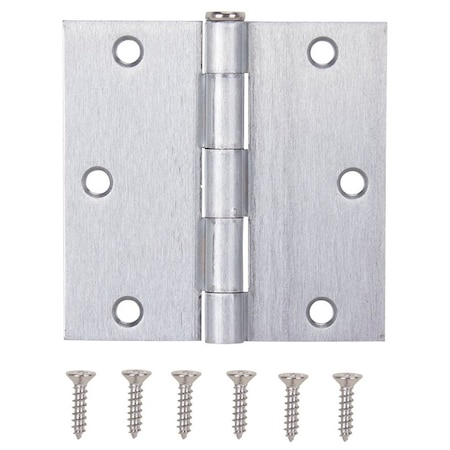 Prosource Square Corner Door Hinge, Steel, Satin Chrome, Loose Pin, 180 deg Range of Motion 20338SCX