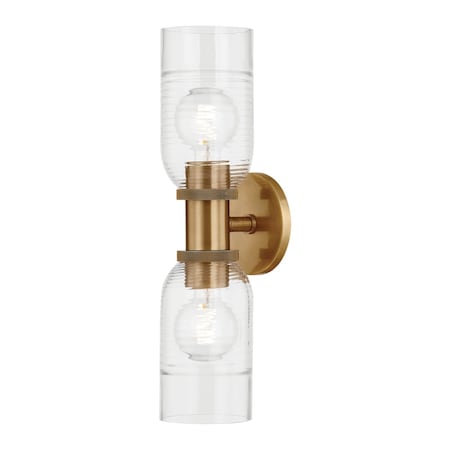 Troy Lighting Redding 2 Light Wall Sconce 5 In. Patina Brass B1120-PBR