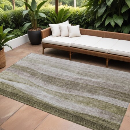 Homeroots 10' X 14' Taupe And Beige Abstract Washable Indoor Outdoor Area Rug 605006