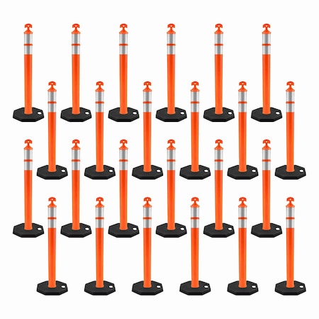 Jrex Safety 42 in T-Top Orange Traffic Delineator Post with 13 LB PVC Base, 24PK DLTB-JR-ORG-42-24PK