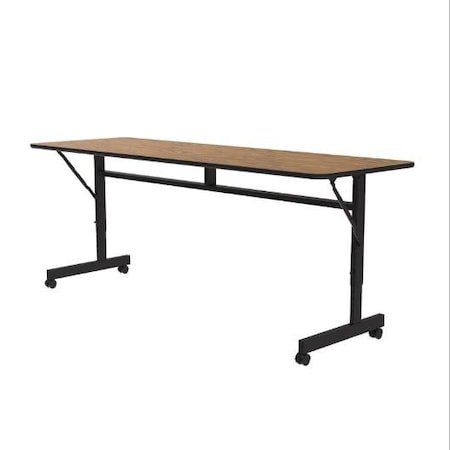 Correll Rectangle Econoline TFL Flip Top Table, 72 in W, 23 in to 31 in H, Particleboard Top, Medium Oak FTM2472TF-06