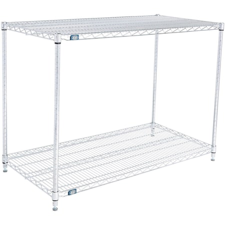 Global Industrial Nexel 2 Shelf, Stainless Steel Wire Shelving Unit, Starter, 48"W x 21"D x 34"H B3149629