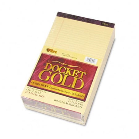 Tops Docket Gold Ruled Perforated Pad Legal Rule/Size Canary 50Sheet Pads Dz 63980