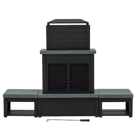 Sunjoy Winters Woodburning Fireplace with Log Holder Black/Grey, Set of 3 A304004810