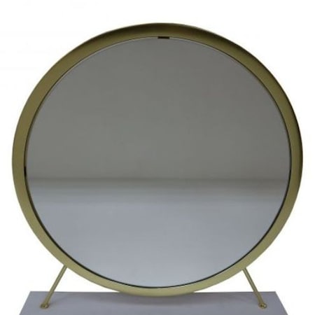 Homeroots 19" Brass Round Metal Framed Freestanding Mirror 485938