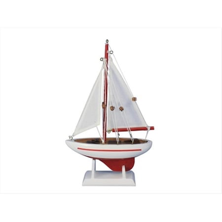 Handcrafted Model Ships Pacific Sailor Red 9 in. Model Ship Decorative Accent Sailboat9-104