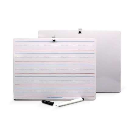 Flipside 9 x 12 Two Sided Red & Blue Ruled/Dry Erase with attached marker Class Pack 24 19234