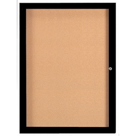 Aarco Illuminated Enclosed Bulletin Board w/ Black Powder Coated Al Frame, 48''Hx36''W DCC4836RIBK