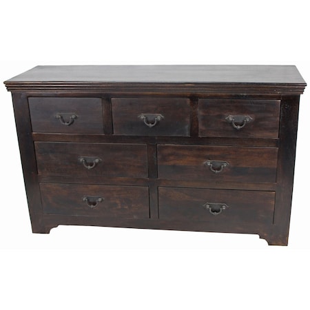 Homeroots 60" Brown Solid Wood Seven Drawer Triple Dresser 489217