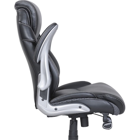 Lorell Wellness by Design Executive Office Chair, Bonded Leather and Mesh, Black LLR47921