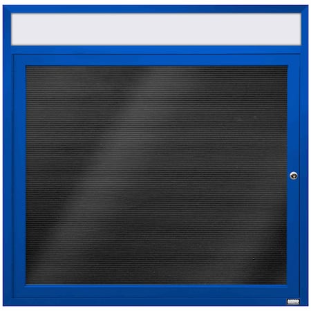 Aarco Enclosed Letter Board Directory w/ Powder Coated Blue Aluminum Frame and Header, 36''Hx36''W, 1 Door ADC3636HB