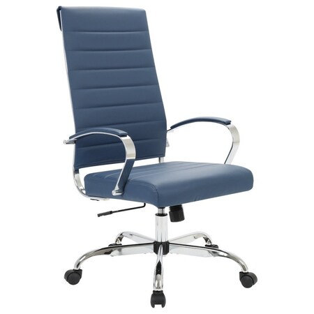 Leisuremod Benmar High-Back Leather Office Chair, Navy Blue BOT19BUL