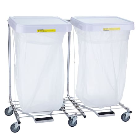 R&B Wire Products Double Medium Duty Hamper with Foot Pedal, 35" High 694