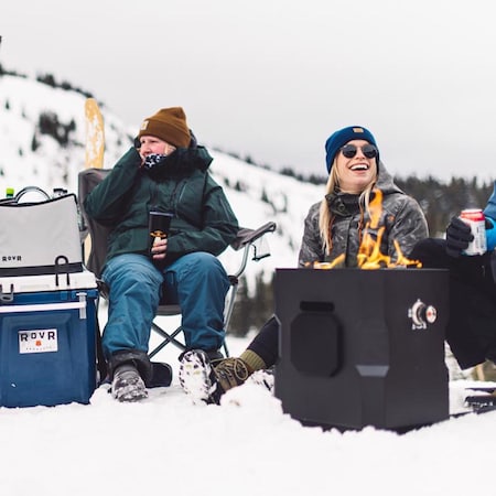 Ukiah Tailgater II 15.25 in. W Steel Outdoor Square Propane Fire Pit with Sound System TK-1044-T2BLK