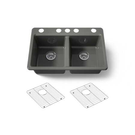 Kohler Riverby 33" undermount double-bowl kitchen sink 8679-5UA1-58