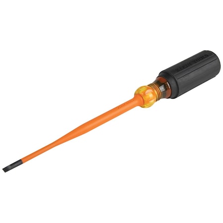 Klein Tools Slim-Tip Insulated Screwdriver, 3/16-Inch Cabinet, 6-Inch Round Shank 6916INS