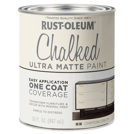 Rust-Oleum Chalked Ultra Matte Paint, Chiffon Cream, 1 Qt 329598