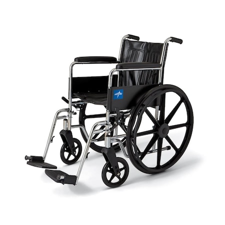 Medline Excel Wheelchair with Permanent Arms, Swing-Away Footrests, 18in MDS806150D