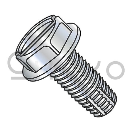 Oxoxo 8-32X2 1/2 Slotted Indented Hex Washer Thread Cutting Screw Type F Fully Threaded Zinc Bake, 2000PK 352521