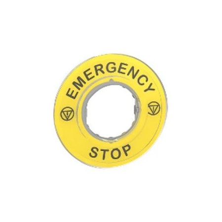 Square D LEGEND PLATE Marked Legend 60mm for Emergency Stop - EMERGENCY STOP/logo ISO13850 ZBY9320
