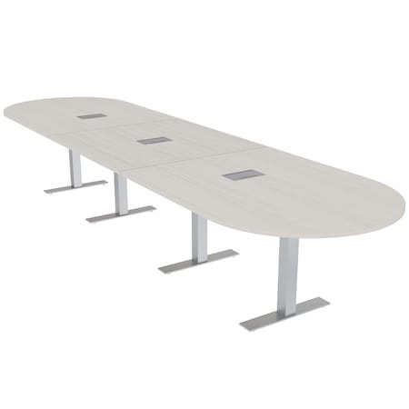 Skutchi Designs 16ft Conference Table With Power Unit | 16 Person Modular Racetrack Meeting Table | Harmony Series HAR-RAC-48X192-T-K458-ESIL