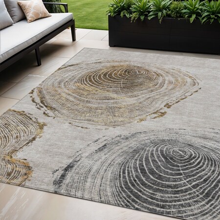 Homeroots 5' X 8' Taupe Gray And Brown Abstract Washable Indoor Outdoor Area Rug 582807