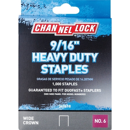 Channellock No. 6 Heavy-Duty Wide Crown Staple 9/16'', 1000PK 347618