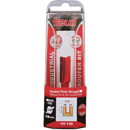 Freud 1/2'' x 1'' Double Flute Straight Router Bit 04-132