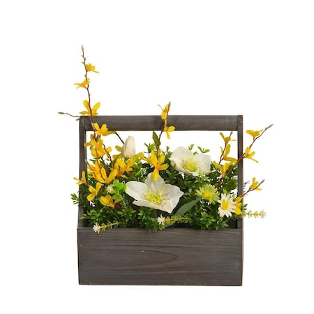 Vaser Designs Floral Arrangement with Wooden Pot VA3009370