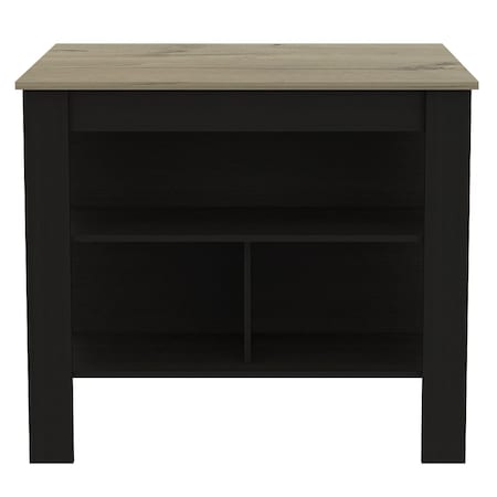 Homeroots Black and Natural 41in Kitchen Island With Storage 477871
