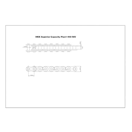Hkk Chain Riveted Single Pitch Roller chain, 10 ft OAL, 1/2 P, 0.312 Dia x 5/16 in W Roller, 304 SS SR040R1A