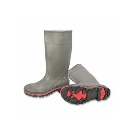 Servus Pro, PVC Boots, Plain Toe, Size 9, 15 in H, PVC, Gray with Black/Red Sole 922-75102-090