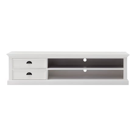 Homeroots 71in Classic White Entertainment Unit with Two Drawers 397772