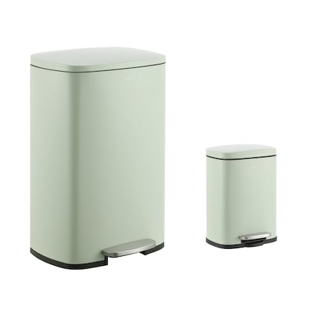 Happimess Connor Rectangular 13.2-Gallon Trash Can w/ Soft-Close Lid and FREE Mini Trash Can, Pistachio Gelato HPM1006E
