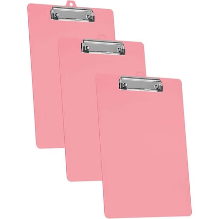 Acrimet 3 Pack Clipboard Letter Size Low Profile Clip & Side Rulers, Durable Plastic, Solid Pink, 3PK 134.9