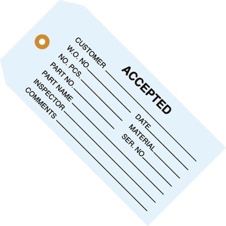 Partners Brand Inspection Tag, 4 3/4x2 3/8", PK1000, 13 Point Cardstock, 4 3/4" W, Blue, 1000 PK G20011