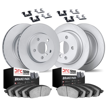 Dynamic Friction Co DFC Hi-Carbon Rotors w/5000 Brake Pads & HW Kit 9514-74044