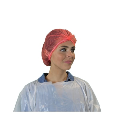 Keystone Pleated Red Bouffant Cap, 1000/CS 111NWI-10-24-RED