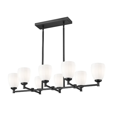 Z-Lite Oren 8-Light Linear Chandelier, 17.5 in W, Matte Black 7004-8L-MB