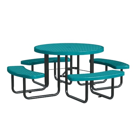Leisure Craft Round Picnic Table, In Ground Mount, Teal, 46 in T46ROIG-TEAL