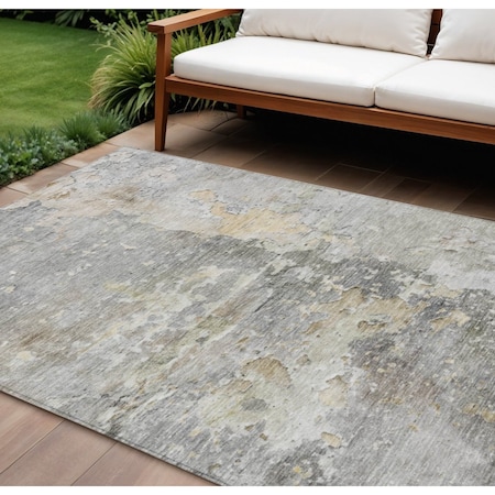Homeroots 9' X 12' Gray Abstract Washable Indoor Outdoor Area Rug 607804