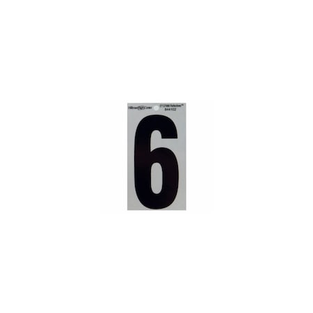 Hillman Adhesive House Address Number 6, Reflective Vinyl, Black and Silver, 5 In. 844102