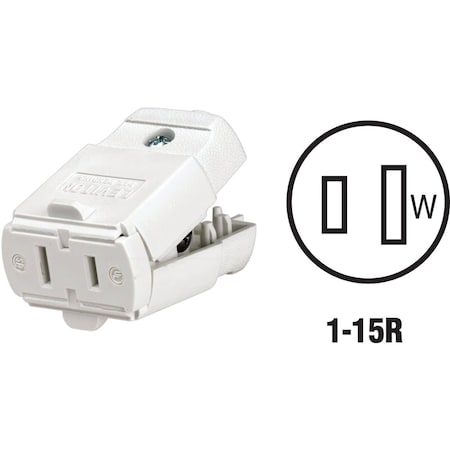 Leviton 15A 125V 2-Wire 2-Pole Hinged Cord Connector White 016-102-WP
