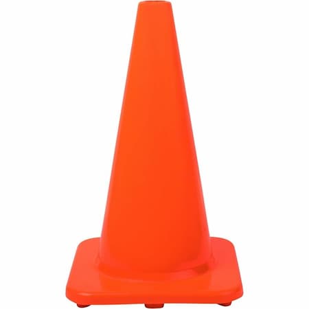 Tatco 18in Traffic Cone, Sturdy, Polyvinyl Chloride (PVC), Orange 25300