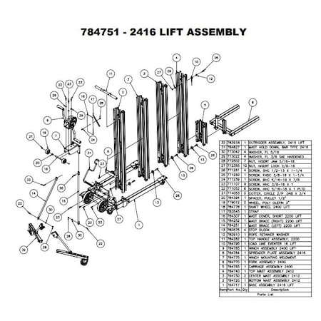 Sumner MAST BRACE LEFT 2200 LIFT 784251