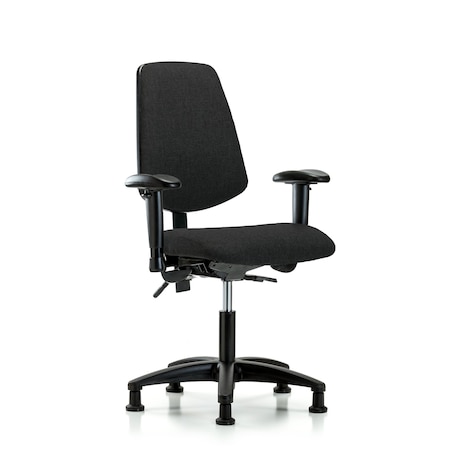 Blue Ridge Ergonomics Desk Chair Fab Desk Chair, Med, Bk, AA, Glides, Blk, Adjustable Arms, 19" to 24" Height, Fabric, Black BR-FDHCH-MB-RG-T0-A1-RG-F42