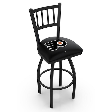 Holland Bar Stool Co 36" Blk Wrinkle Philadelphia Flyers Swivel Bar Stool, Jailhouse Back L01836PhiFly-B