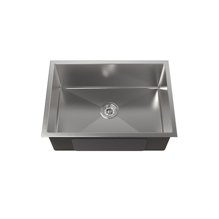Wrightmaster 27 in. Undermount Single Bowl 20 Gauge Silver Stainless Steel Kitchen Sink with Drain ZOR-BR04D-271908