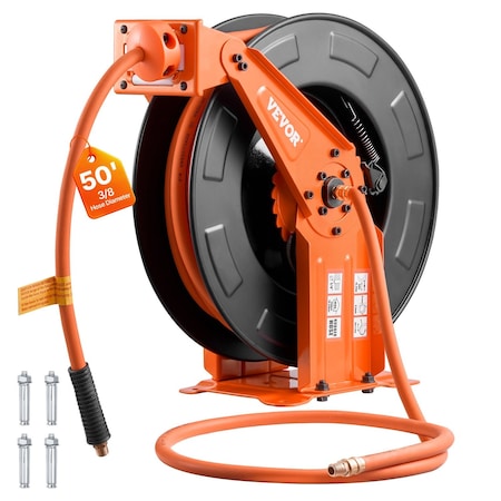 Vevor Retractable Air Hose Reel 50 FT x 3/8 Inch Air Hose Reel with Double Arm NTS-A15B
