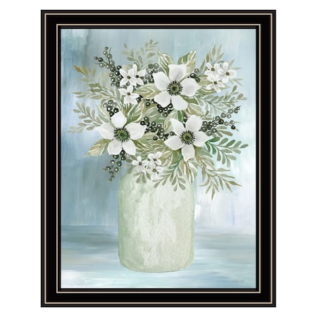 Homeroots White Blooms Black Framed Print Wall Art 530120